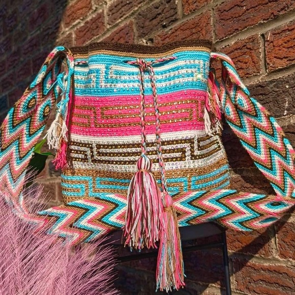 Wayuu Tribe Handbags - Wayuu Colorful Woven Women's Bag with Swarovski sparkles